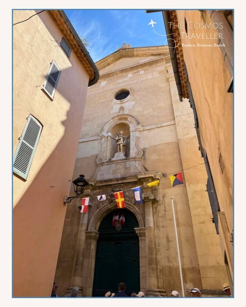 The colourful facade of Église Notre-Dame de l’Assomption in Saint-Tropez.
