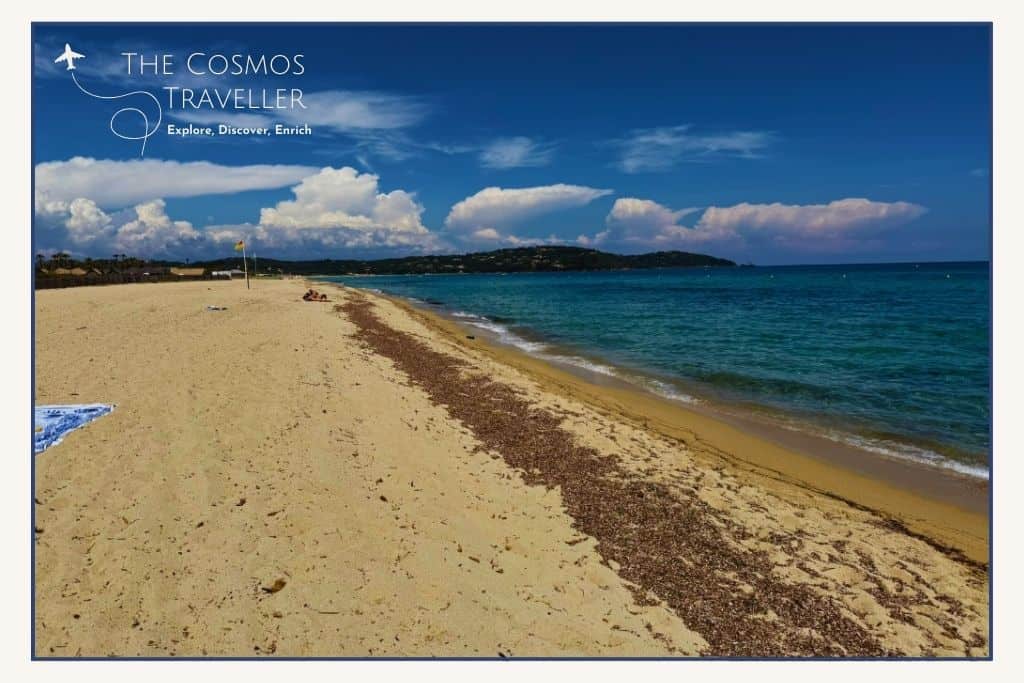 The white sands of Pampelonne Beach in Saint-Tropez stretch out for kilometres along the coastline.