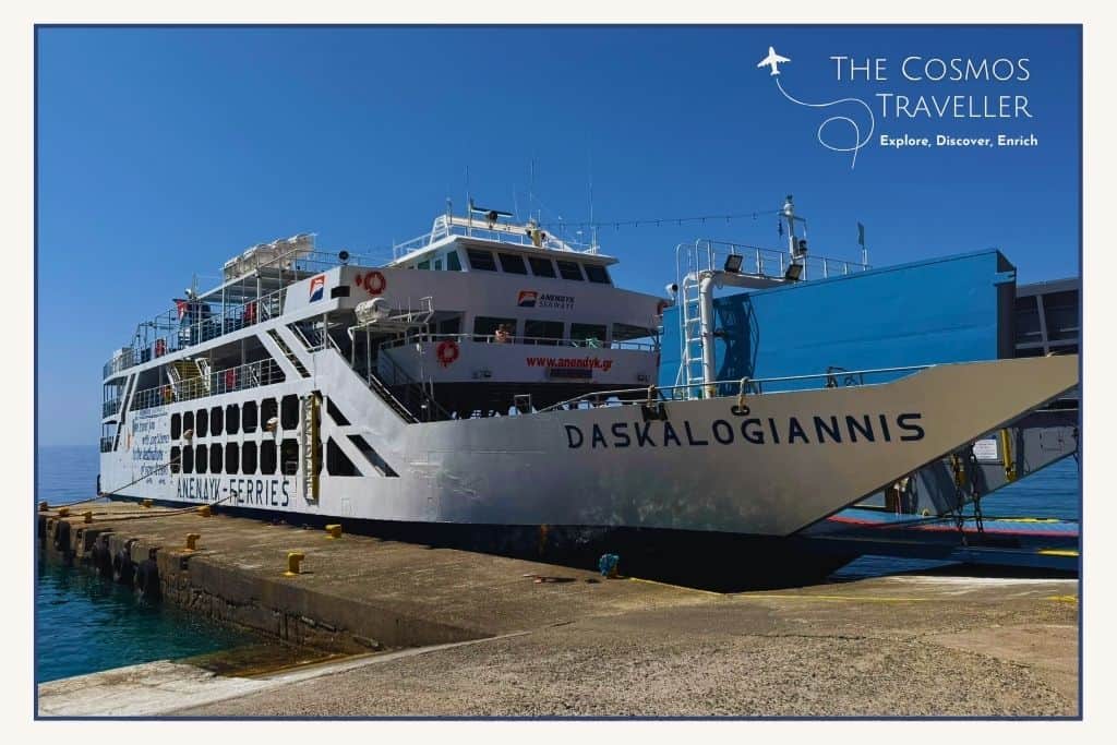 Anendyk ferry Daskalogiannis docked at the port of Agia Roumeli after the Samaria Gorge hike.