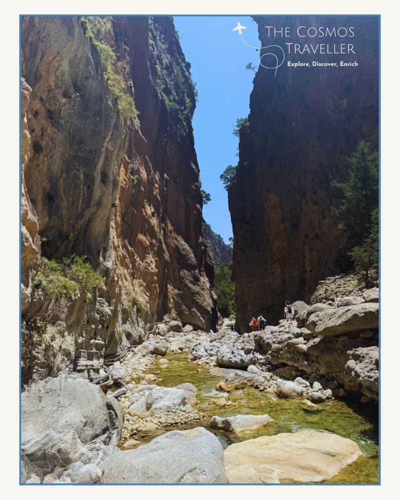 The Iron Gates, the narrowest part of Samaria Gorge, just 3–4 meters wide.