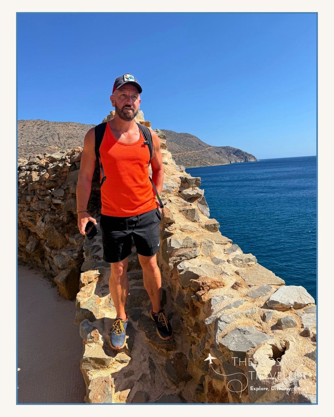 Looking out along the sea walls of Spinalonga toward Elounda lagoon.