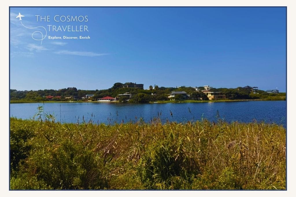 Touw River Lagoon in Wilderness with calm water and reed-lined banks in the Garden Route.