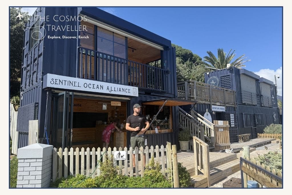 Sentinel Ocean Alliance café on Hout Bay Beach near Chapman’s Peak Drive in Cape Town.