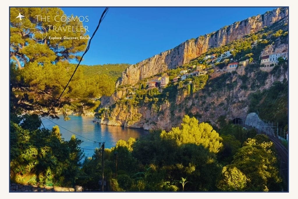 View over Plage Mala and the turquoise cove at Cap d'Ail near Nice, France