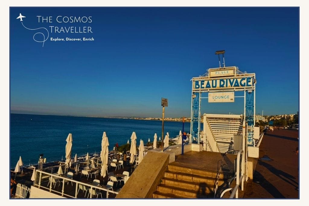 Entrance to Beau Rivage Beach Club on the Promenade des Anglais in Nice
