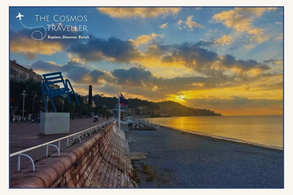 Sunrise and sea views at Beau Rivage Beach in Nice, France