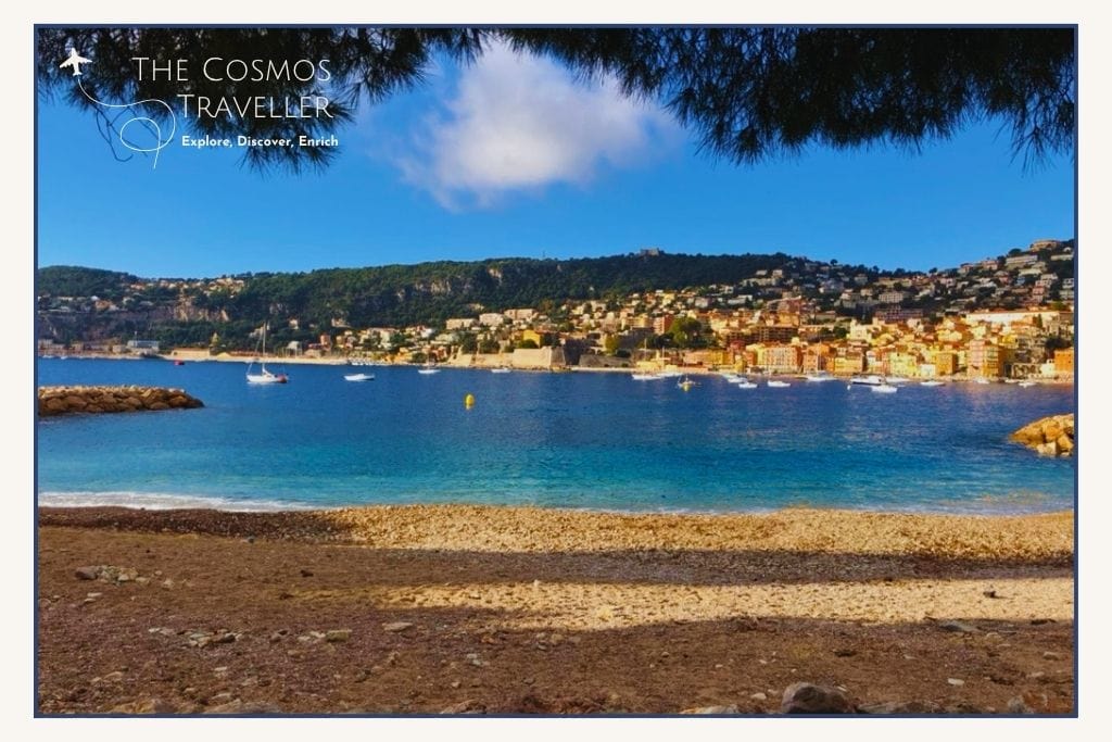Small cove and turquoise water at Plage de la Fighière in Villefranche-sur-Mer