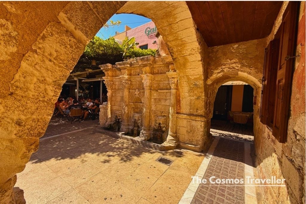 The 17th-century Rimondi Fountain in Platanou Square, Rethymno Old Town