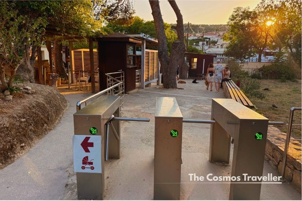 Ticket turnstile at the entrance to Knossos Palace archaeological site