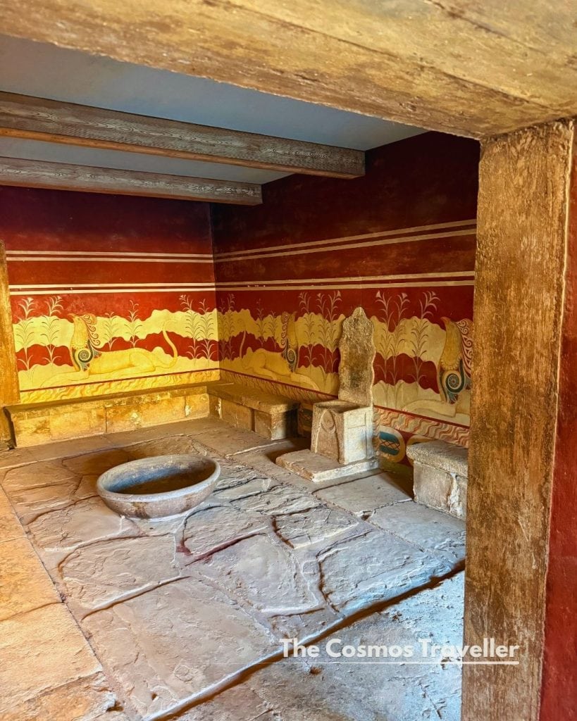 Interior of the Throne Room at Knossos Palace, considered the oldest in Europe