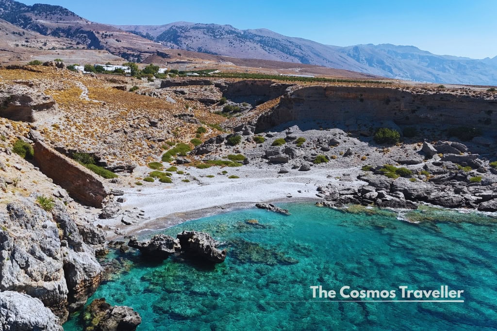 Agios Charalambos beach, a small clear-water cove near Sfakia, Crete
