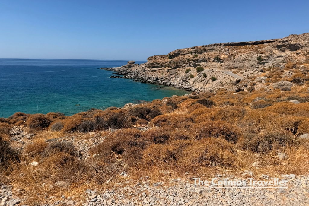 The dry, rocky coastline around Paralia Fliski, south Crete