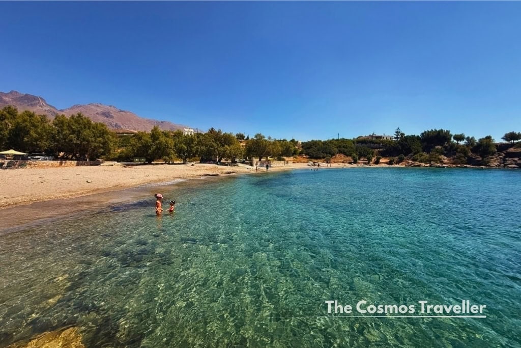 Clear water at Paralia Lakkes, a family beach near Frangokastello