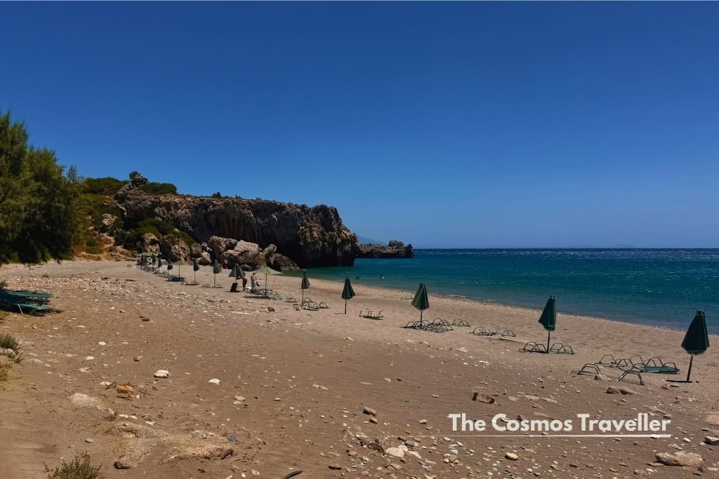 Peristeres beach with parasols in south Crete