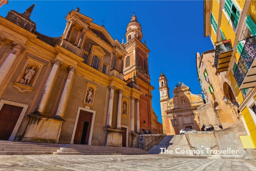 Baroque façade and bell tower of the Basilica Saint-Michel-Archange, Menton